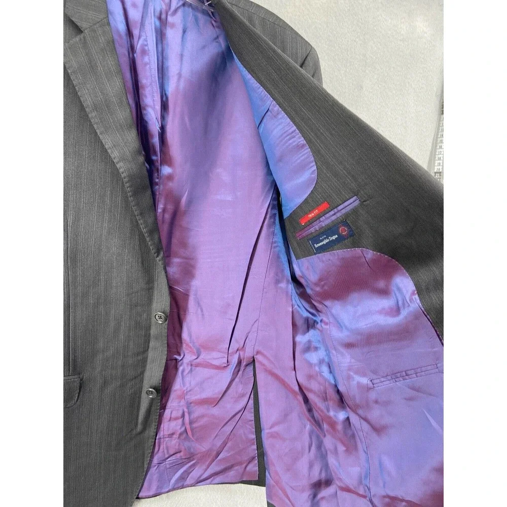Ermenegildo Zegna Blazer Jacket Mens Sz 42L Gray‎ Wool Silk Stripe 2 Button